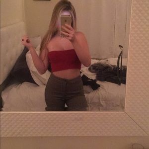 red brandy melville, strapless top